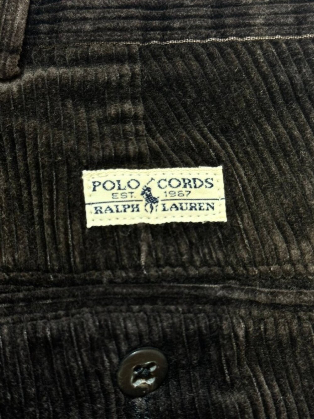 Polo Ralph Lauren Polo Cords Mens 35x32 Brown Corduroy Pleated Pants - Picture 10 of 10